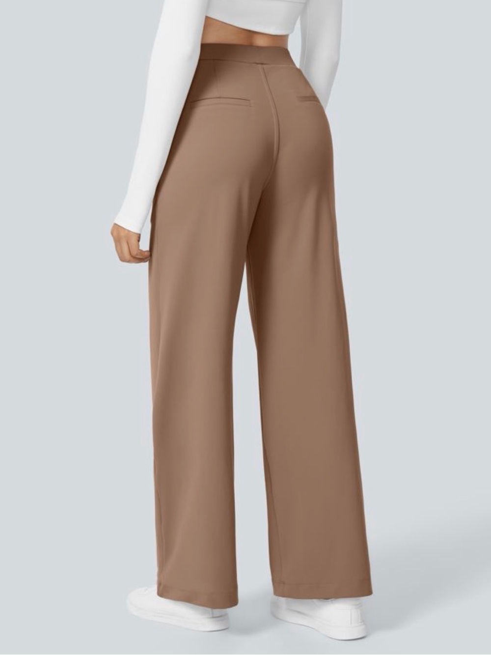 HALARA Wide-Leg High-Rise Trousers in Taupe Brown